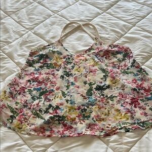 Cream Relaxed Fit Asymmetrical Design Camisole With Floral Mix Of Colors